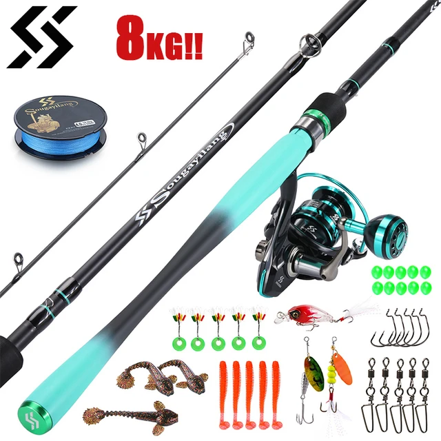 Sougayilang Spinning Fishing Reel and Rod Combo 1.8m/2.1M Bass Fishing Rod  and Spinning Fishing Reels with Fishing Line Full Kit