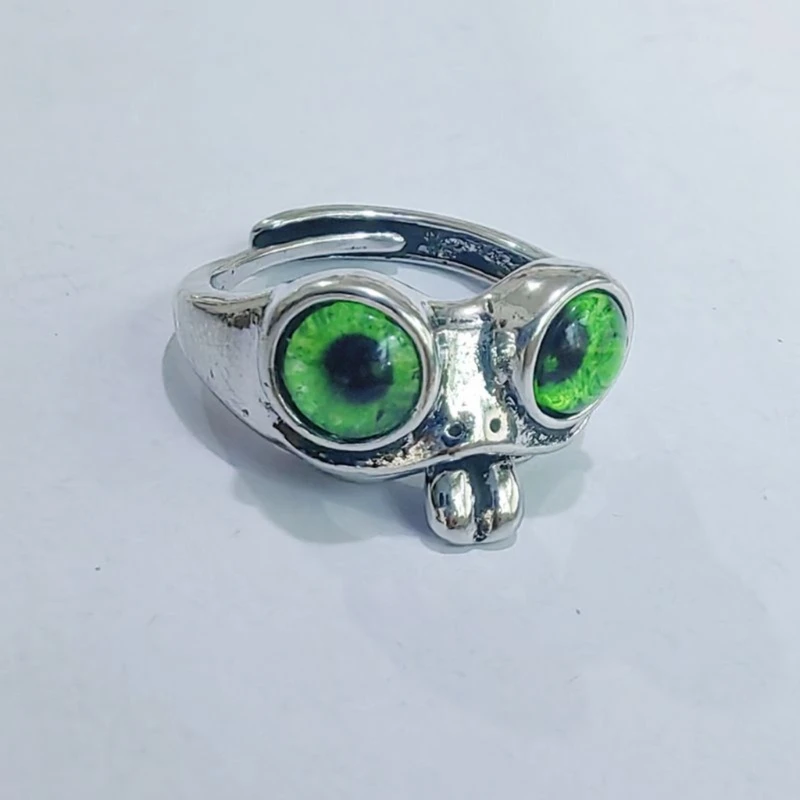 M2Ea Fashion Eye Ring Ring Multicolor Eyes Color Argento Uomo Donna Fidanzamento Fedi Nuziali Gioielli Regalo Ridimensionabile