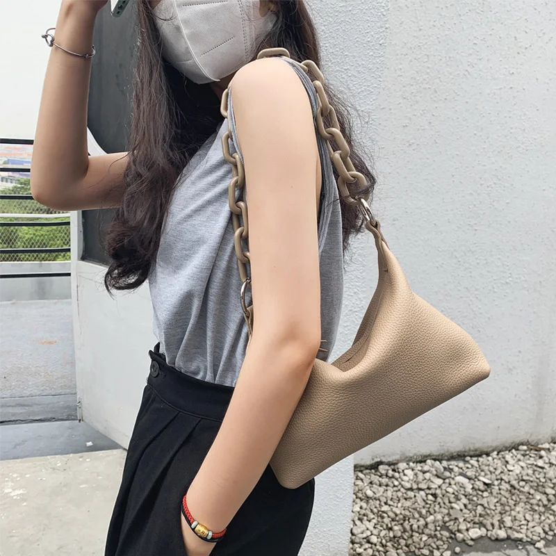 

Women's Bag 2023 Trend Shoulder Chain Genuine Cow Leather Luxury Designer Handbag Female Casual Ladies Handbag Top-handle Bags