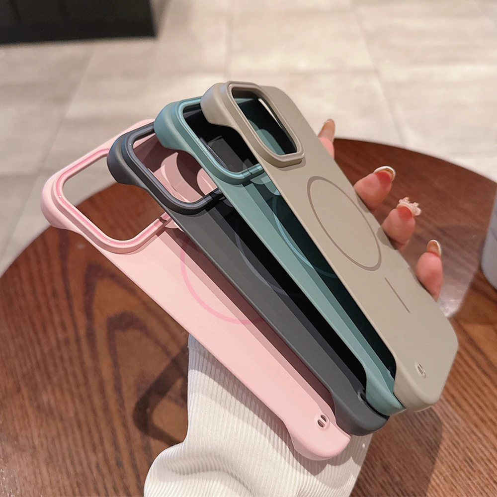 Frameless Matte Slim Phone Case with Magsafe Compatibility and Wireless Charging Support