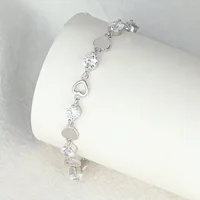 Luxury 925 Sterling Silver Heart Zircon Bracelet for Women Korean Fashion Sweet Cool Hollow Heart Bracelets Party Jewelry Gifts - Image 2