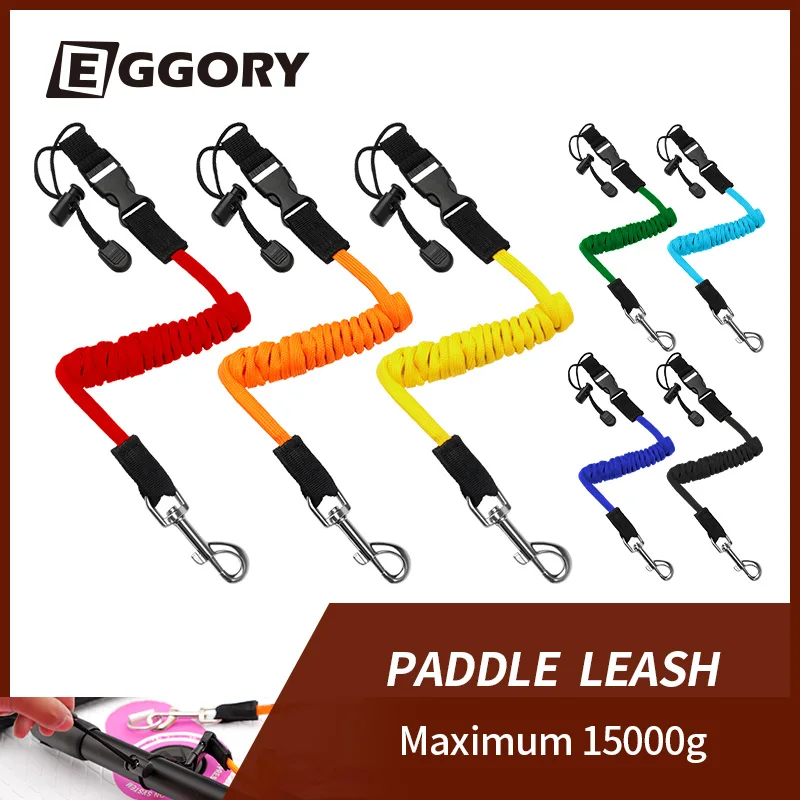 EGGORY Elastic Kayak Paddle Leash Tie Rope Rowing Boat Paddle Board  Accessory Fishing Rod Carabiner Adjustable With Safety Hook - AliExpress