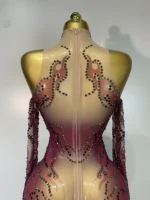 Sparkly Rhinestone Sexy Mesh Bodycon Jumpsuit Nightclub Bar Evening Party Gogo Dancer Clothing Drag Queen Outfit Stage Costume - Image 5