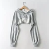 Hoodie Female Hoodie Personality Irregular Crop Ultra Short Style Long Sleeve Top Female Drop Shipping Sweatshirt Y2k Clothes 2
