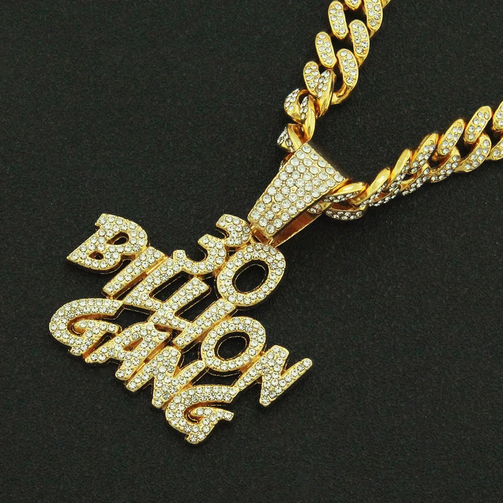 

Hip Hop Iced Out Cuban Chains Bling Diamond Letter Number Pendant Mens Necklaces Miami Gold Chain Charm Jewelry for Men Choker