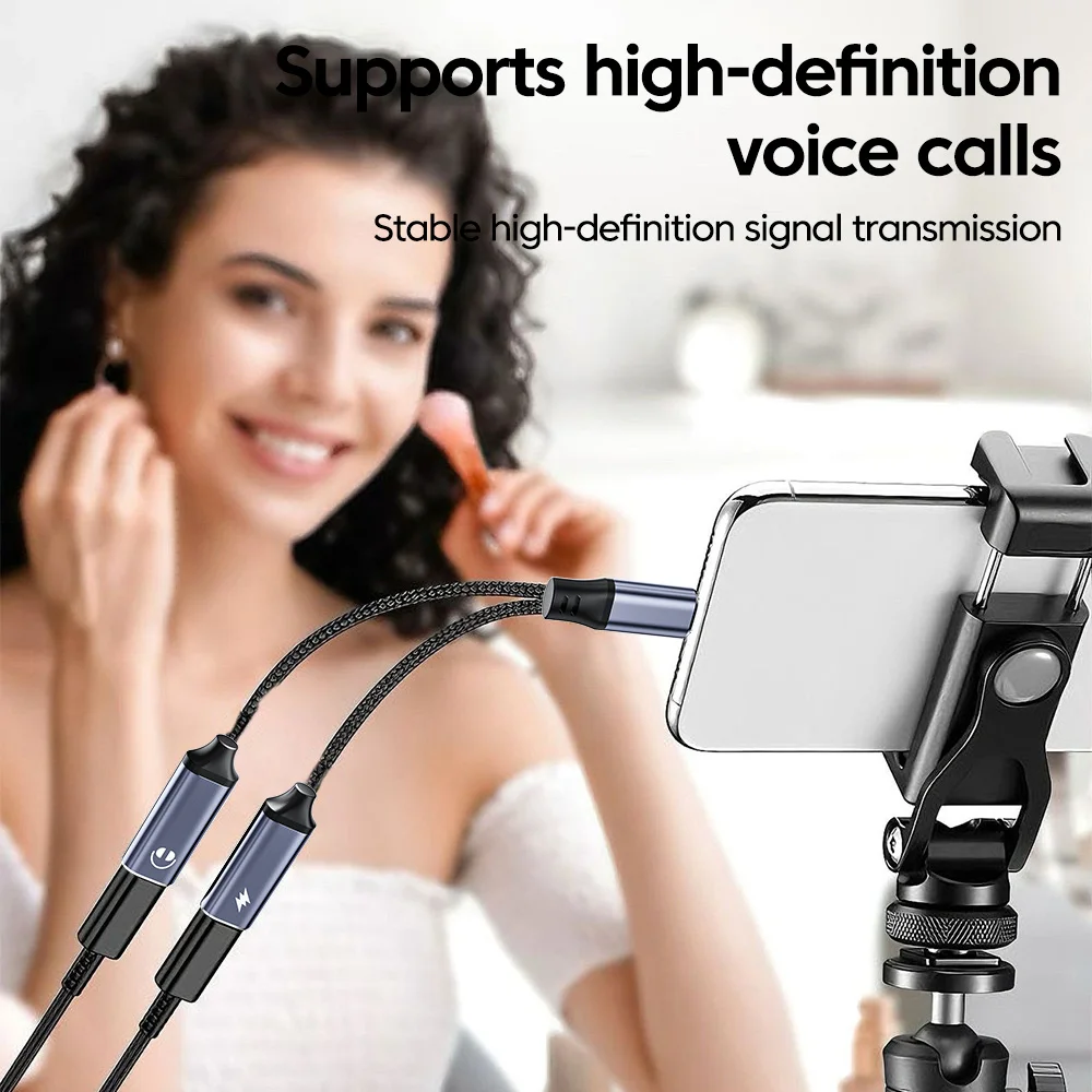 2 in 1 USB C 어댑터 타입-C to 타입-C PD60w 충전 + 타입-C 오디오 데이터 전송 커넥터 (휴대폰, 태블릿, 노트북용)