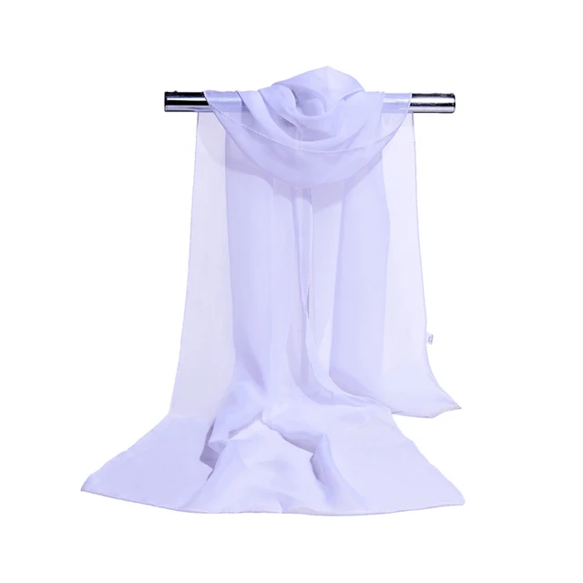 Women Chiffon Plain Sheer Wrap Stole Neck Scarves Hijab Sarong Shawl Head Scarf Solid Color White Hijab Scarf Printed Shawls 2