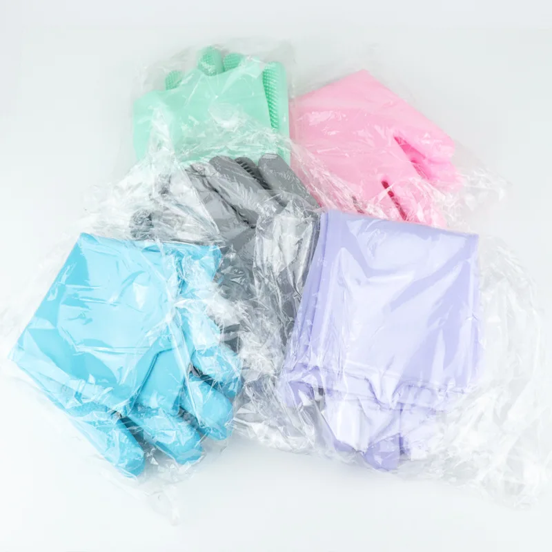 Silicone Dishwashing Gloves Household Use Kitchen Cleaning Gloves Car Washing Clothes Washing Bathing Cleaning Tools