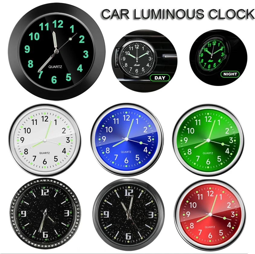 Car Clock Luminous Automobiles Internal Stick-On Mini Digital Watch  Mechanics Quartz Clocks Auto Ornament Car Accessories