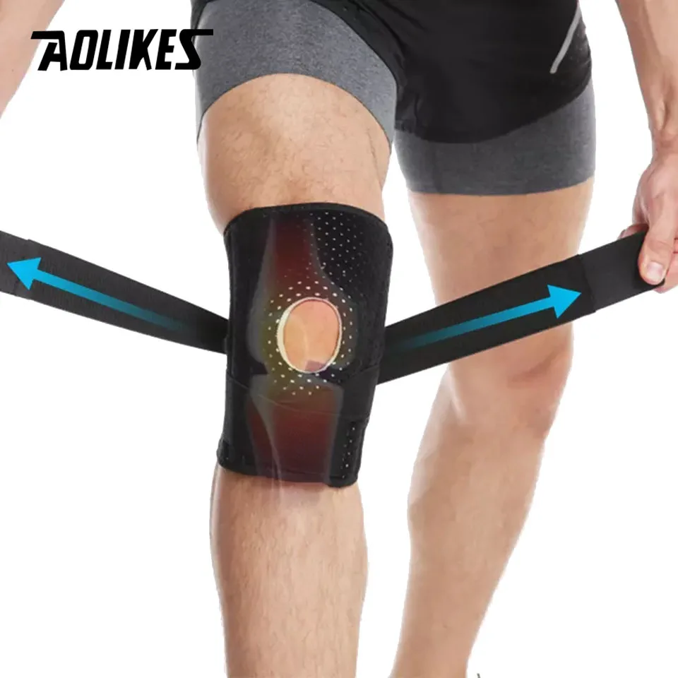 1PCS Knee Support Coolfit Quick dry Silica gel 4 Springs Sports KneePad Brace Patella Knee Pads Hole Protector AOLIKES