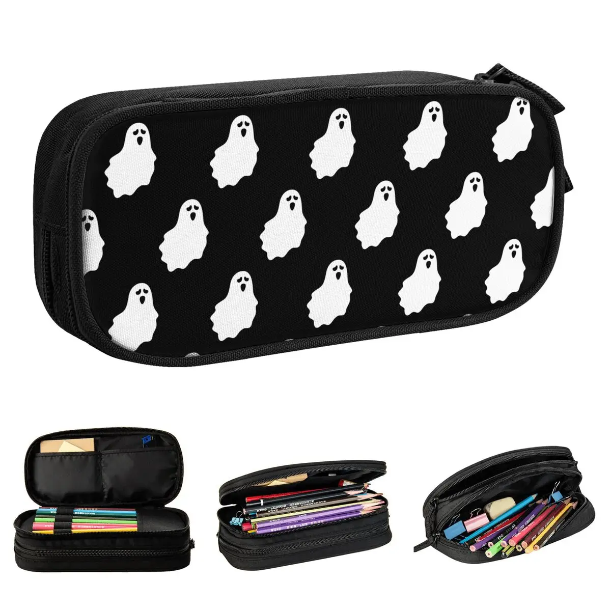 

Cartoon Ghost Icons Halloween Pencil Cases Pen Bags Girls Boys Big Capacity Students School Zipper Pencil Box