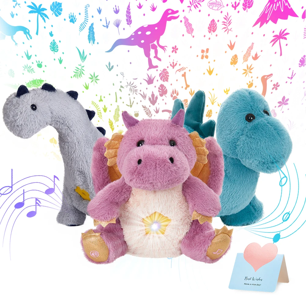 

30cm Dinosaur Projector Doll LED Light Plush Toys Dragon Giraffe Stuffed Animals Pillows Lullaby Baby Room Light Gifts for Girls