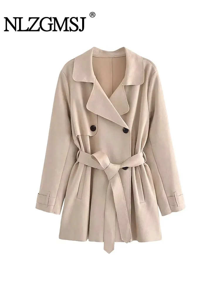 

Nlzgmsj TRAF 2023 Autumn Winter Women Style New Bow Jacket Blazer Casual Windbreak Overcoat Streets Fashion Ladies