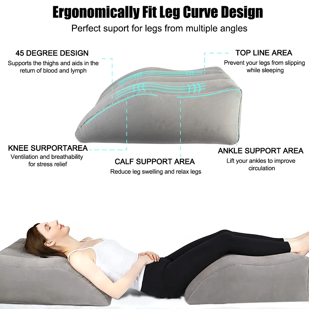 Wedge Pillow for Sleeping - Inflatable Leg Elevation Pillow for  Swelling,Circulation,Leg & Back Pain Relief,Leg Support Pillow,Leg Wedge  Pillows for After Aurgery,Hip,Foot,Ankle Recovery