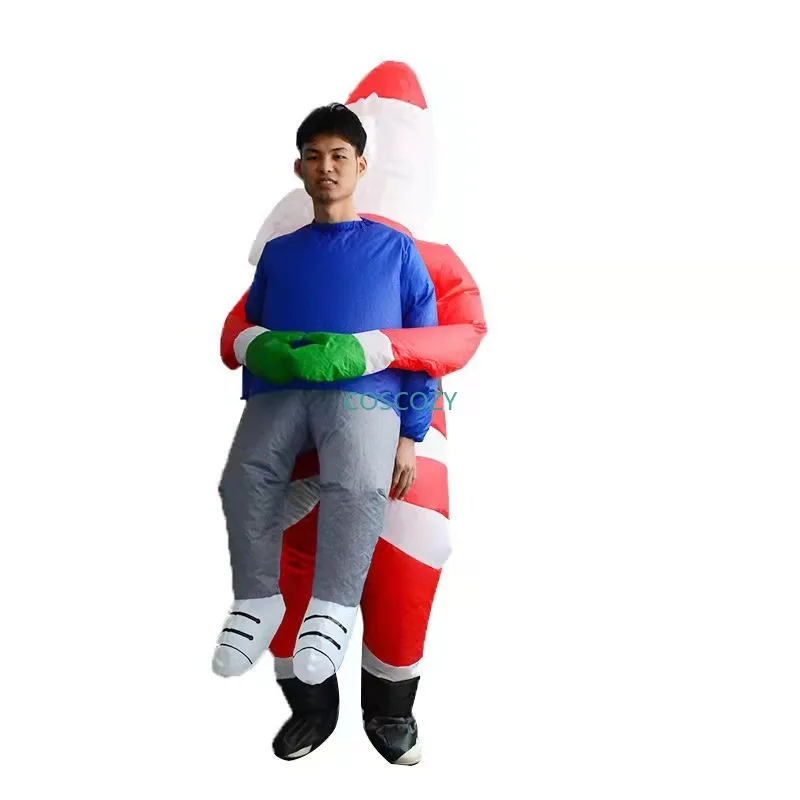 Costume De Renne Gonflable – Déguisement Noël Cosplay – Robe, Chapeau, Gants – Polyester – Pour Fête, Halloween