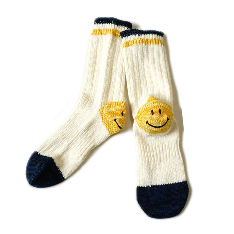 KAPITAL Japan Color Blocking Printed Sweet Face Men's and Women's 3 Pcs Cotton Blended High Barrel Leisure Sports Socks