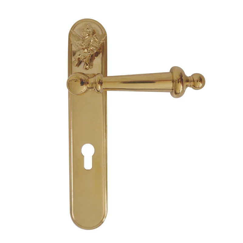 Little Angel Door Lock Brass Gold Plated Exterior Retro Style Entrance Full Copper Silent Bedroom 8