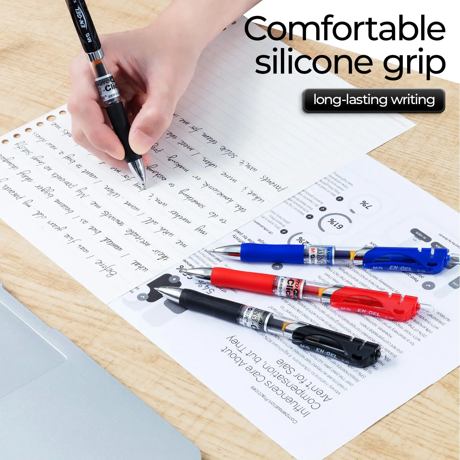 M&G 30 Pcs 젤 펜, 0.5mm 파인 포인트 젤 잉크 펜, 고용량 개폐식 젤 잉크 롤러 볼 펜, 빠른 건조 젤 잉크 펜 위트