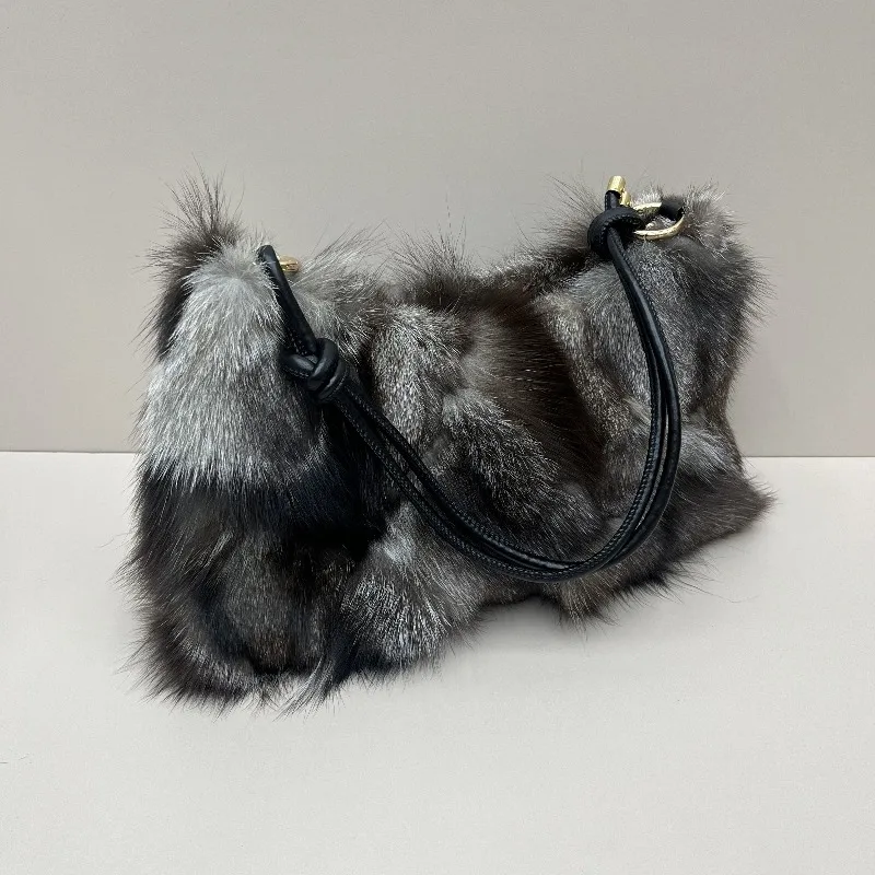 Luxury Real Fox Fur Women Messenger Bag 2025 Winter Ladies Warm Shoulder Bags Designer Fur Tote Bag Evening Party Clutch Bag