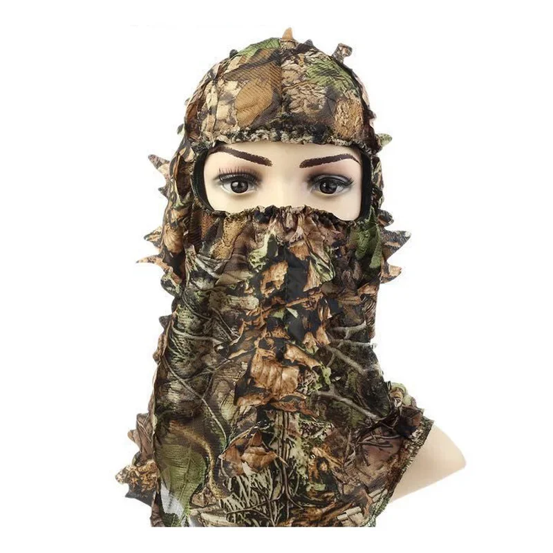 3D Bionic Leaf Balaclava Hunting Hat Breathable Ghillie Suit Caps Jungle Camo Face Mask Paintball Airsoft Paintball Fishing Hat camouflage hat,tactical hat