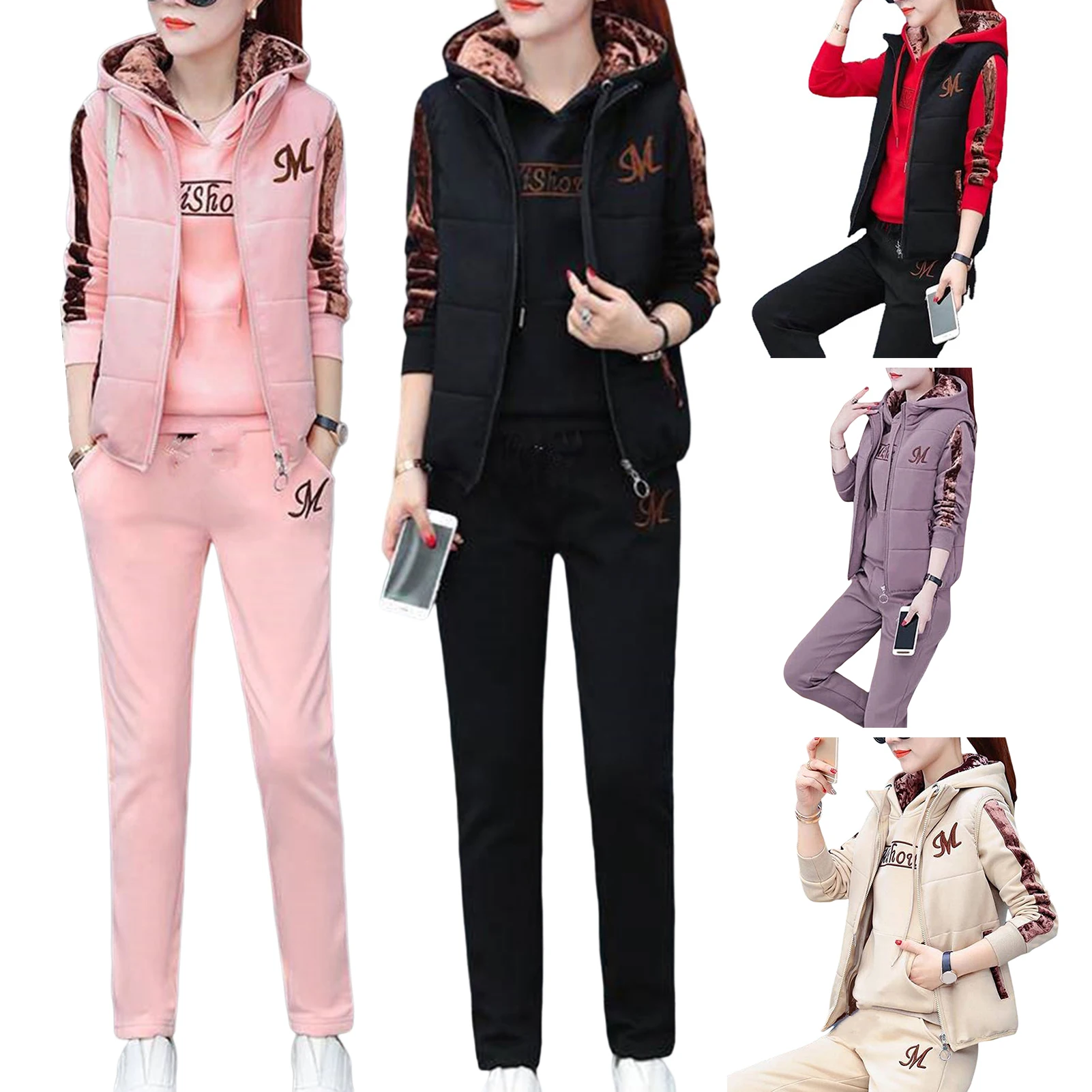 Track Suit Women Jacket Pants Set Jogging Sports Gym Casual Long Sleeve  Outfit | eBay