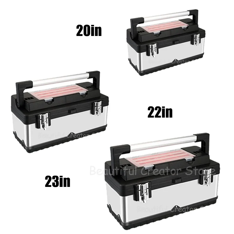 

20/22/23 Inch Professional Toolbox For Mechanics Electrician Suitcase Empty Large Tool Box Hardware Tool Storage Box 2-Layer