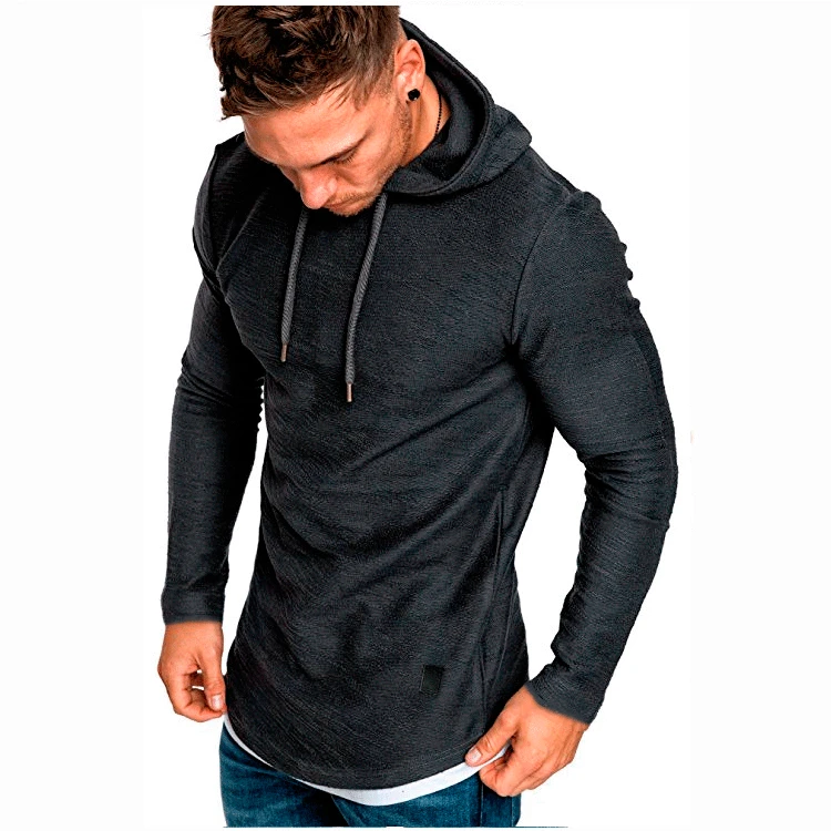 thumbnail image 1 of Primavera y verano nuevas camisetas de manga larga deportivas informales con capucha de Color sólido para hombres están de moda y a la moda, 1 of 5