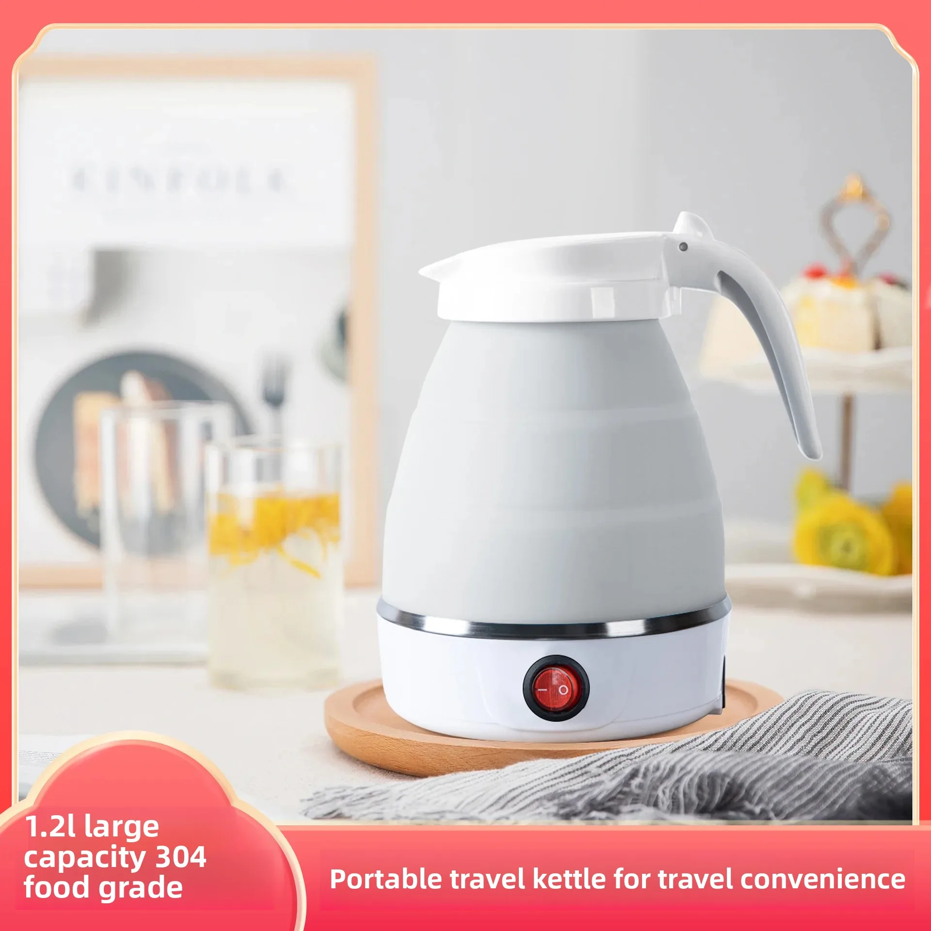 1.2L Foldable Electric Kettle - Travel & Home Use...