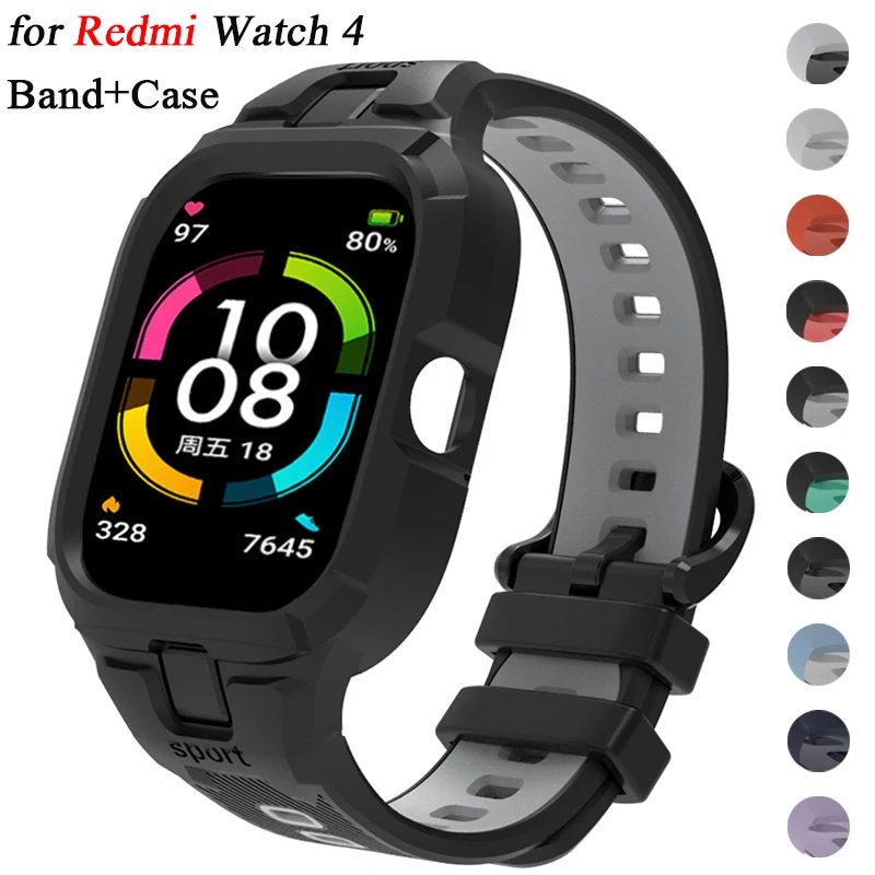 

Спортивный силиконовый ремешок и чехол для Xiaomi Redmi watch 4, мягкий ТПУ чехол для браслета, бампер для Redmi watch 3, аксессуары correa