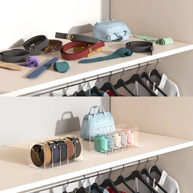 5/8/11 Compartments Acrylic Belt Organizer, Acrylic Belt Container Storage  Holder, Clear Belt Display Box