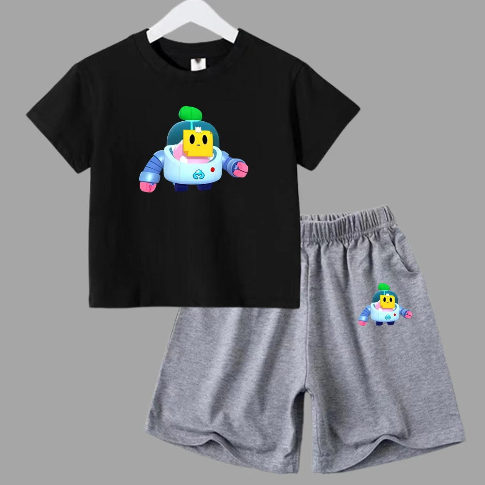 thumbnail image 1 of Conjuntos deportivos de verano para niños, camisetas de manga corta y pantalones de lucha de anime, conjuntos para niños y niñas de 3 a 13 años, 1 of 5