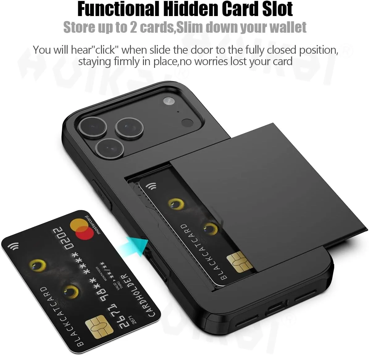 Premium Wallet Card Holder Protective Phone Case - Slim, Heavy Duty, Slide Slot Design