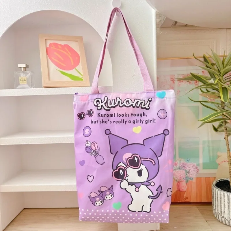 

Sanrioed Pochacco Hello Kitty Kuromi Shopping Bag Canvas Large Capacity Multipurpose Portable Handbag Cute Girls Shoulder Bag
