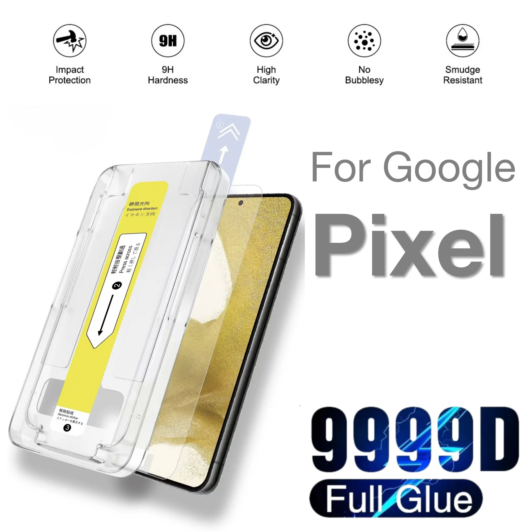 Protector de Pantalla de Vidrio Templado para Google Pixel 11 9a 8 Pro 7a 7 6a 8a 9 10 XL 5G, Fácil de Instalar, Kit de Eliminación de Polvo Automático