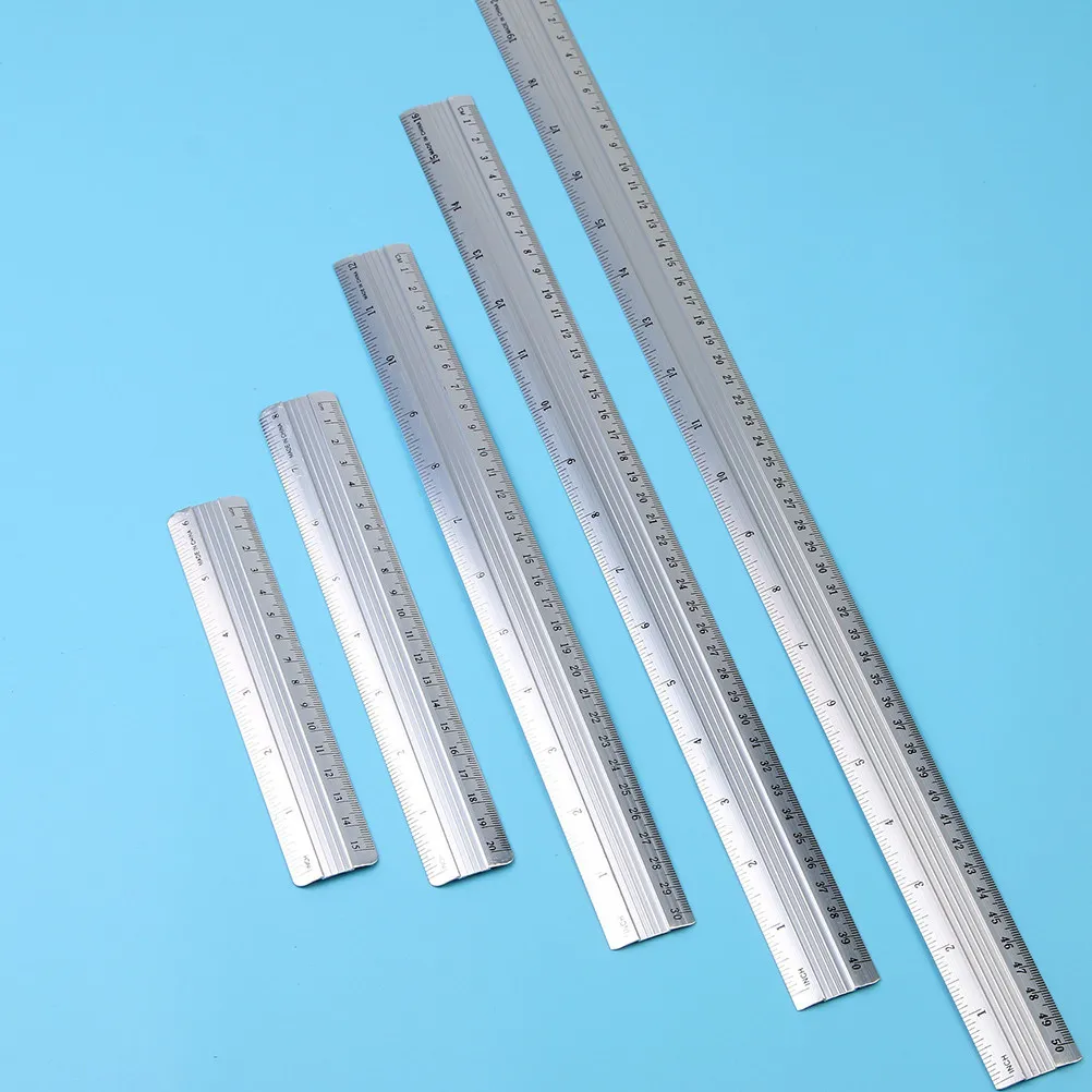 10pcs 스트레이트 알루미늄 기하학 도구 15Mm 20Mm 30Mm 40Mm 50Mm 학생을위한 휴대용 금속 눈금자 학교 사무실 사용 눈금자 세트