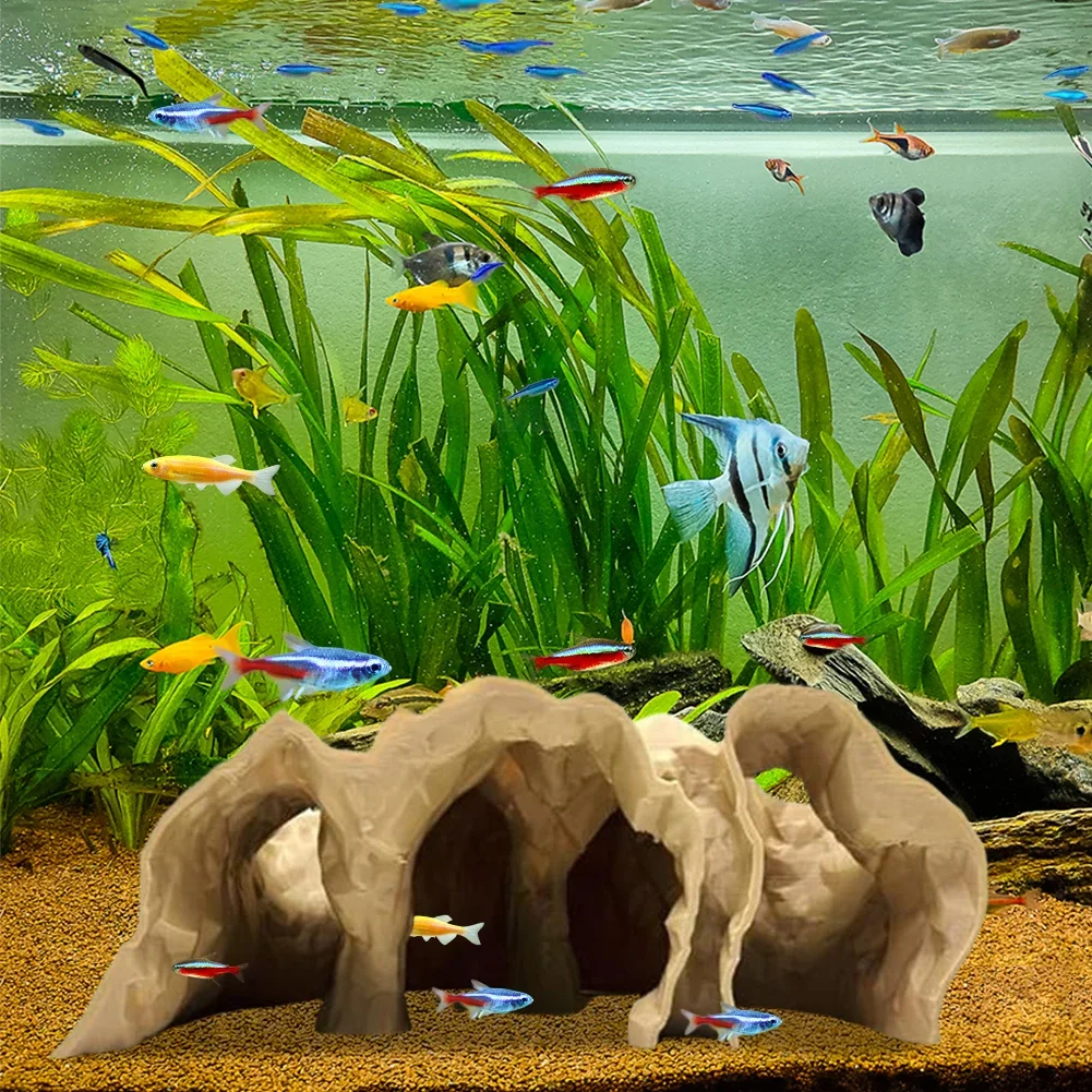 AquaDecor3D Tunnel Souterrain D'Aquarium, Cachette Pour Poissons, Grotte Pour Aquarium - Fabriqué En France ! (Sable