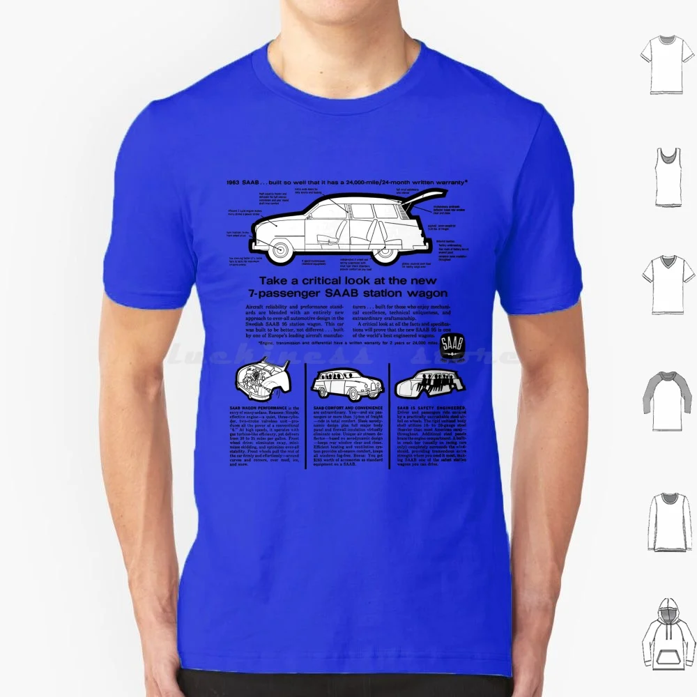 Saab 95 T Shirt Cotone Uomo Donna Stampa Fai Da Te Saab 95 Saab 96 Saab 99 Saab 900 Saab 9000 Turbo Svezia Svedese Trollhatten Auto