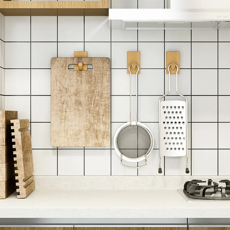 Nordic Solid Wood Hooks - Beech/Walnut Wall Hangers, No-Drill Door Mount Coat Hooks for Multi-Functional Home Organization