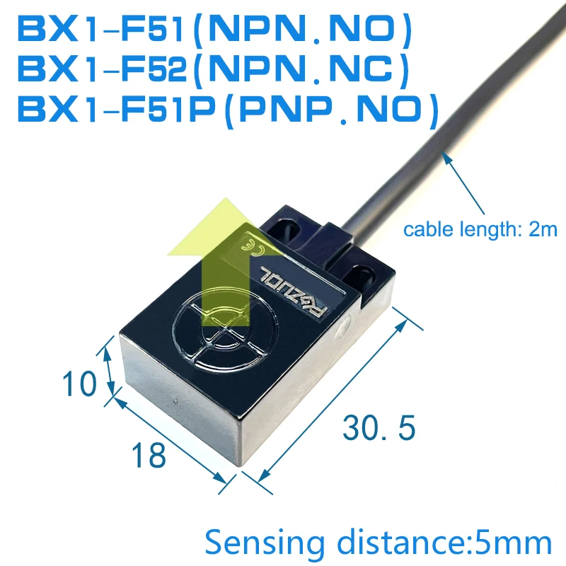 사각 근접 스위치 센서 12to24VDC 3선 NPN.NO NPN.NC PNP.NO 금속 유도 센서 BX1-F