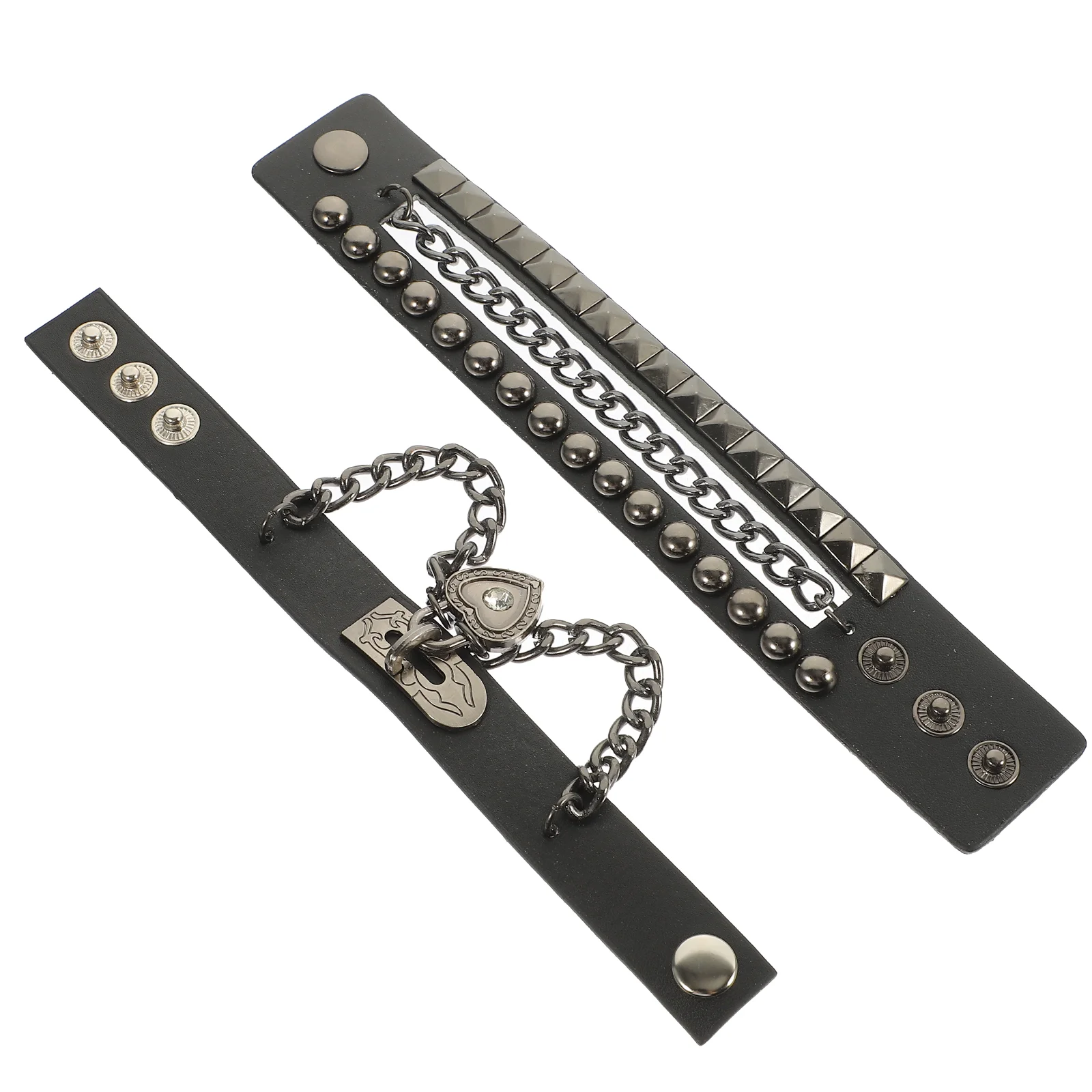 

2 Pcs Punk Style Hanging Chain Bracelet Unisex Bracelets European and American Skin