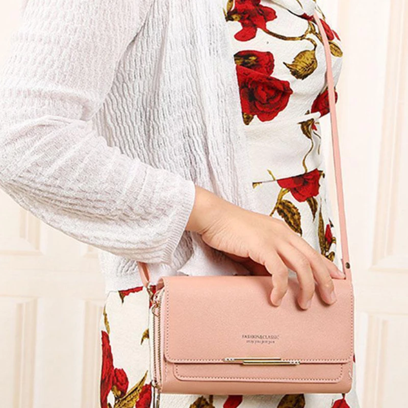 

Anti-magnetic PU Leather Ladies Wallet Medium And Long Fashion Retro Ladies Money Clip Trifold Clutch Bag Coin Purse Card Bag