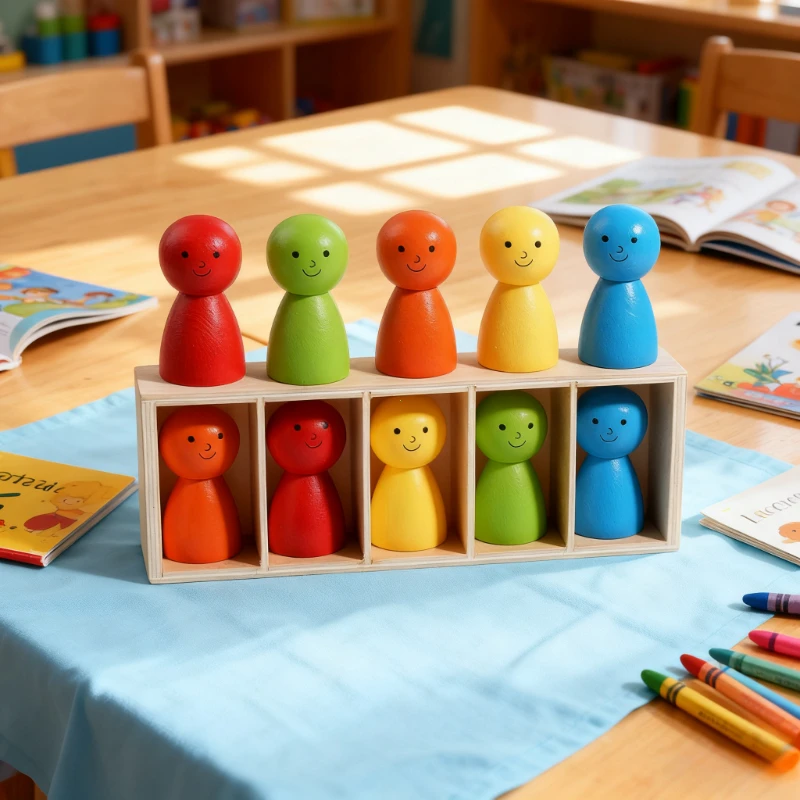 Montessori Color Třídění hraček Barva odpovídající smyslová hra dřevěná barva panenky odpovídající rané vzdělávání učení