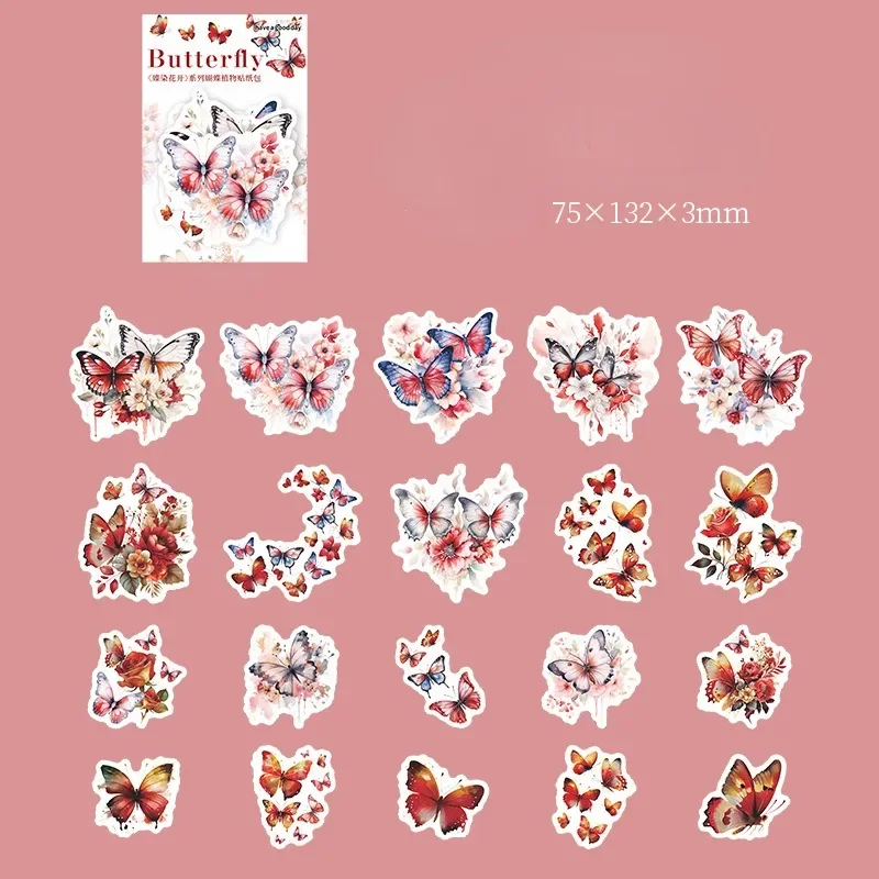 20-Piece Butterfly & Flower Collage Stickers Set - Handmade Craft Supplies for Scrapbooking & Journaling