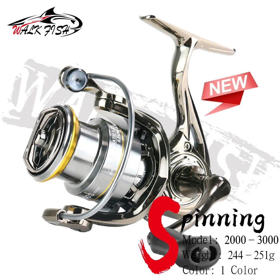 WALK FISH Lure Fishing Reel ES2000-3000S Series 5+1BB Single/double Crank  Spinning Metal Wheel Max drag 8kg Outdoor Freshwater