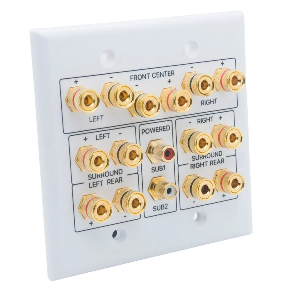 Speaker Wall Plate 2 Gang 7.2 Banana Ports