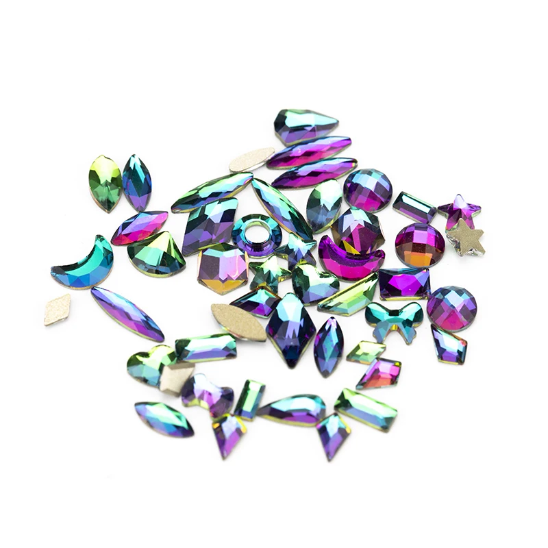 VDD 100 Stück/500 Stück Mix Form Farbe Glas Kristall Nicht HotFix Strass Strass Glitzer Steine Dekoration DIY Nail Art Zubehör – Detail 25
