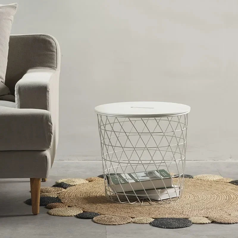 Iron Art Round Small Side Table Simple Modern Storage Living Room Sofa Side Children's Night Stand End Table Nordic Ins Style