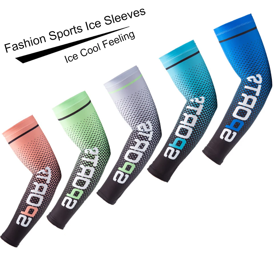 GTUBIKE New Ice Silk Sleeves UV Sunscreen Summer Cooling Anti Slip Armsleeves for Men and Women Outdoor Sports Cycling Sleeves