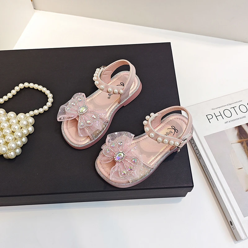 Girls Summer Sandals with Rhinestone and Soft Bottom