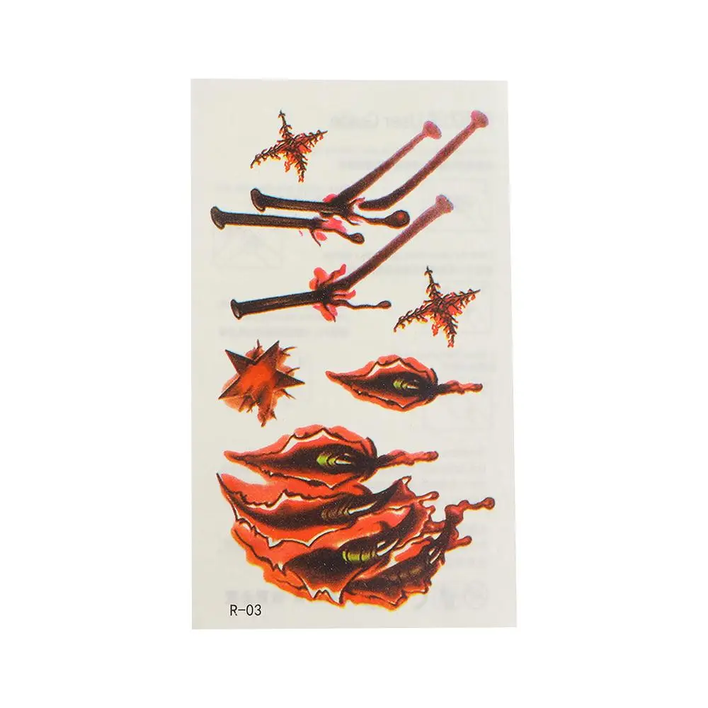 For Masquerade Nail Tips Waterproof Body Art Stickers Water Transfer Slider Temporary Tattoos Stickers Halloween Horror Scars